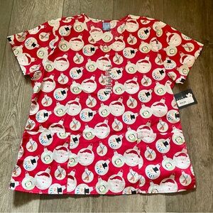 NWT Women’s Zoe + Chloe Glitter Christmas Ornament Scrub Size XL